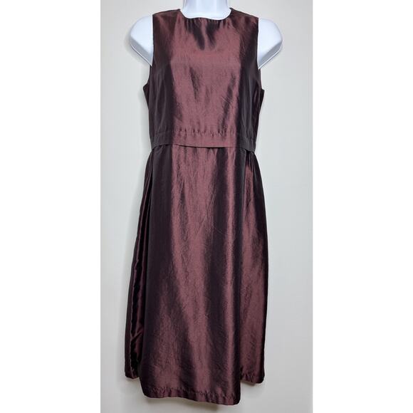 Vintage Armani 90s Made In Italy Silk Dress Burgundy IT 40 US 6 Y2K Cocktail NWT - Picture 2 of 16
